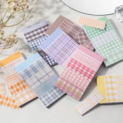 20pcs Colorful Grid Style Washi Stickers Set Journaling Scrapbook Paper Adhesive Decorative Stickers Aesthetic For Diy Art Craft