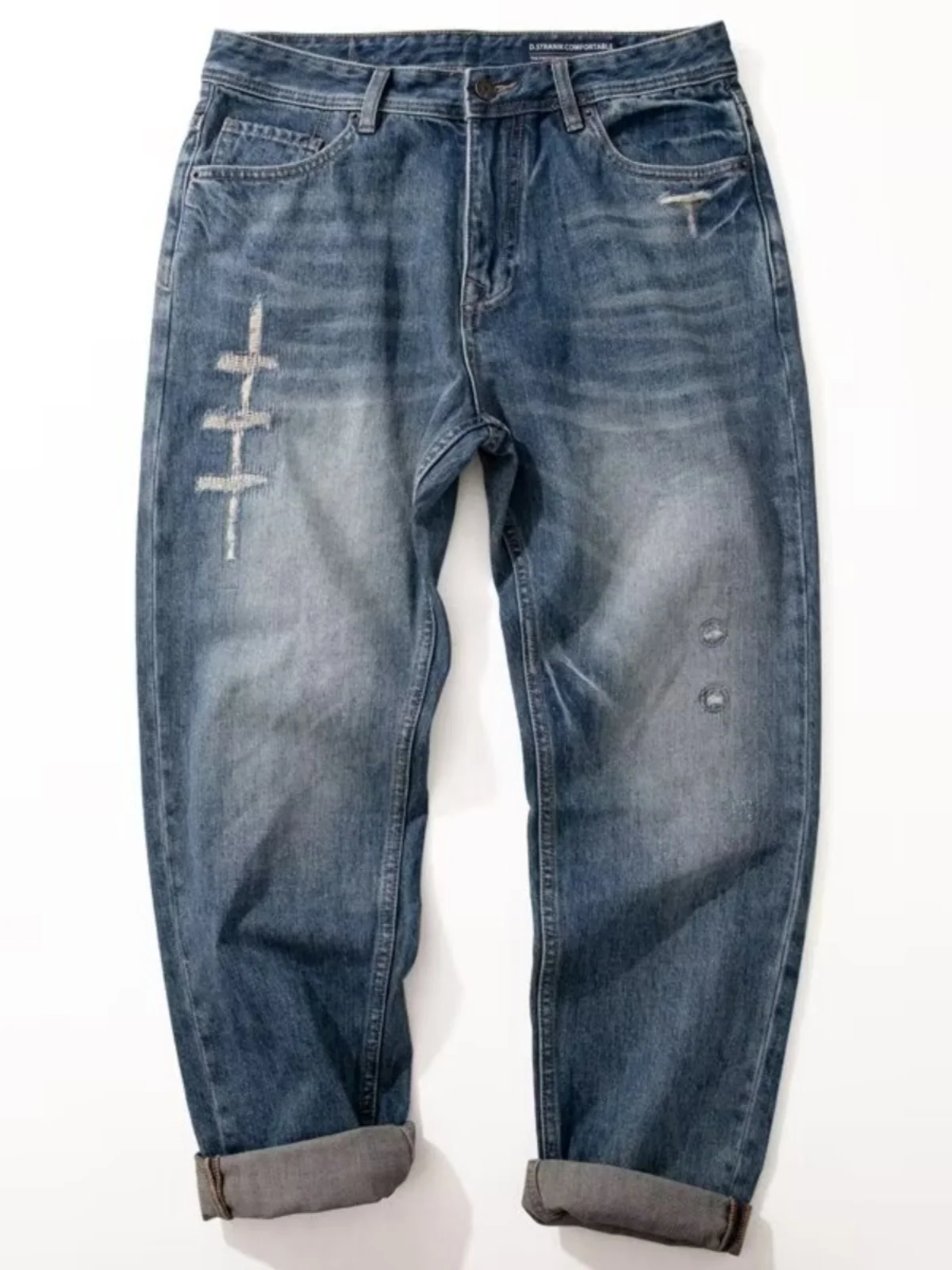 

Men's Straight Leg Jeans American Retro Casual Heavy Du Leisure Pants Dragon G Brand Youth Trendy Wear Resistant Long Pants