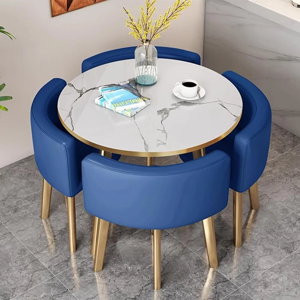 

Round Dining Table Set for 4, Office Reception Table and Chair Combination, Leisure Kitchen Table and Chairs