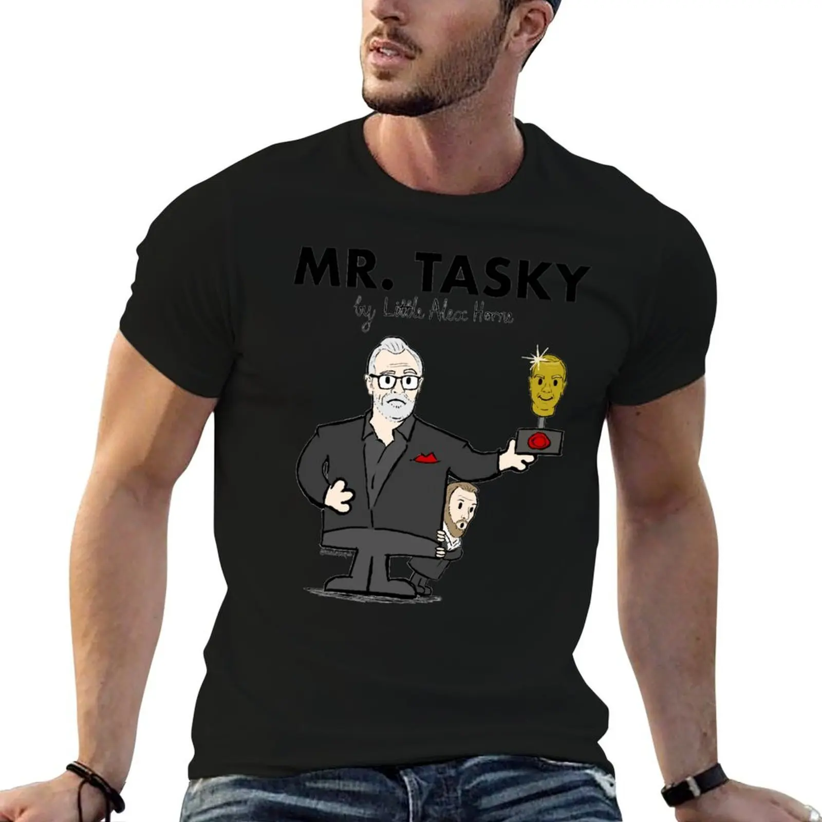 

Taskmaster - Mr Tasky (Hand drawn Taskmaster UK & Mr Men mashup - Greg Davies & Little Alex Horne) T-Shirt
