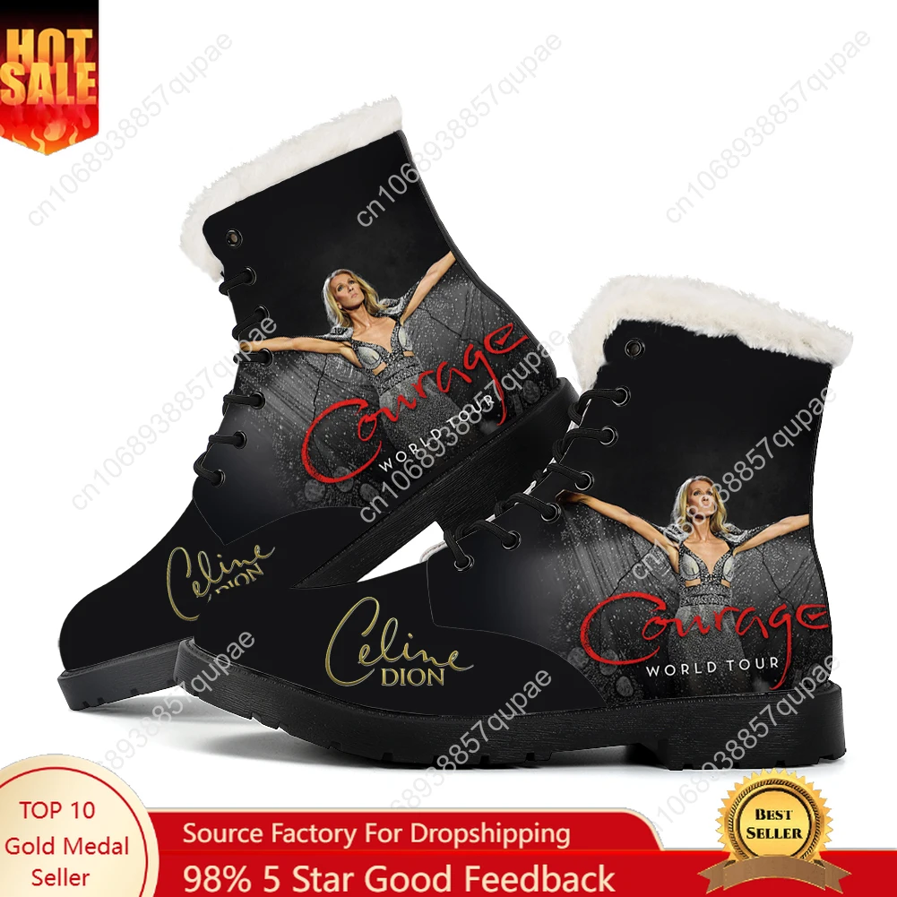 Celine Dion My Heart Will Go on Plush Boots Pop Music Singer Mens Womens Teenager Shoes Casual Boot Light Warm Customize Shoe