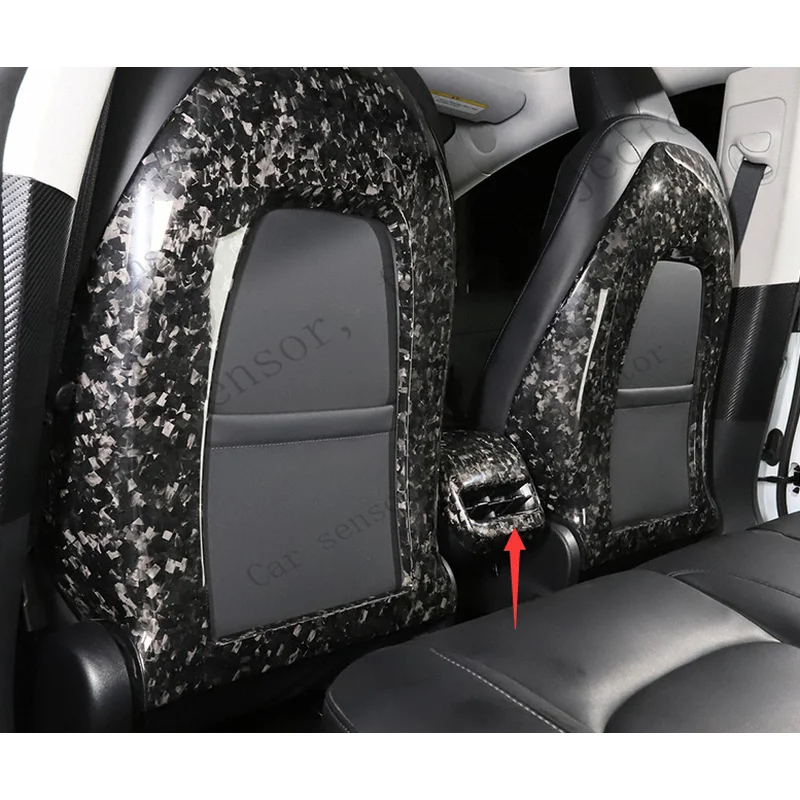 Q+ For Tesla Model 3 17-21 Forged Carbon Fiber Rear Air Outlet Vent Cover Trim Fit