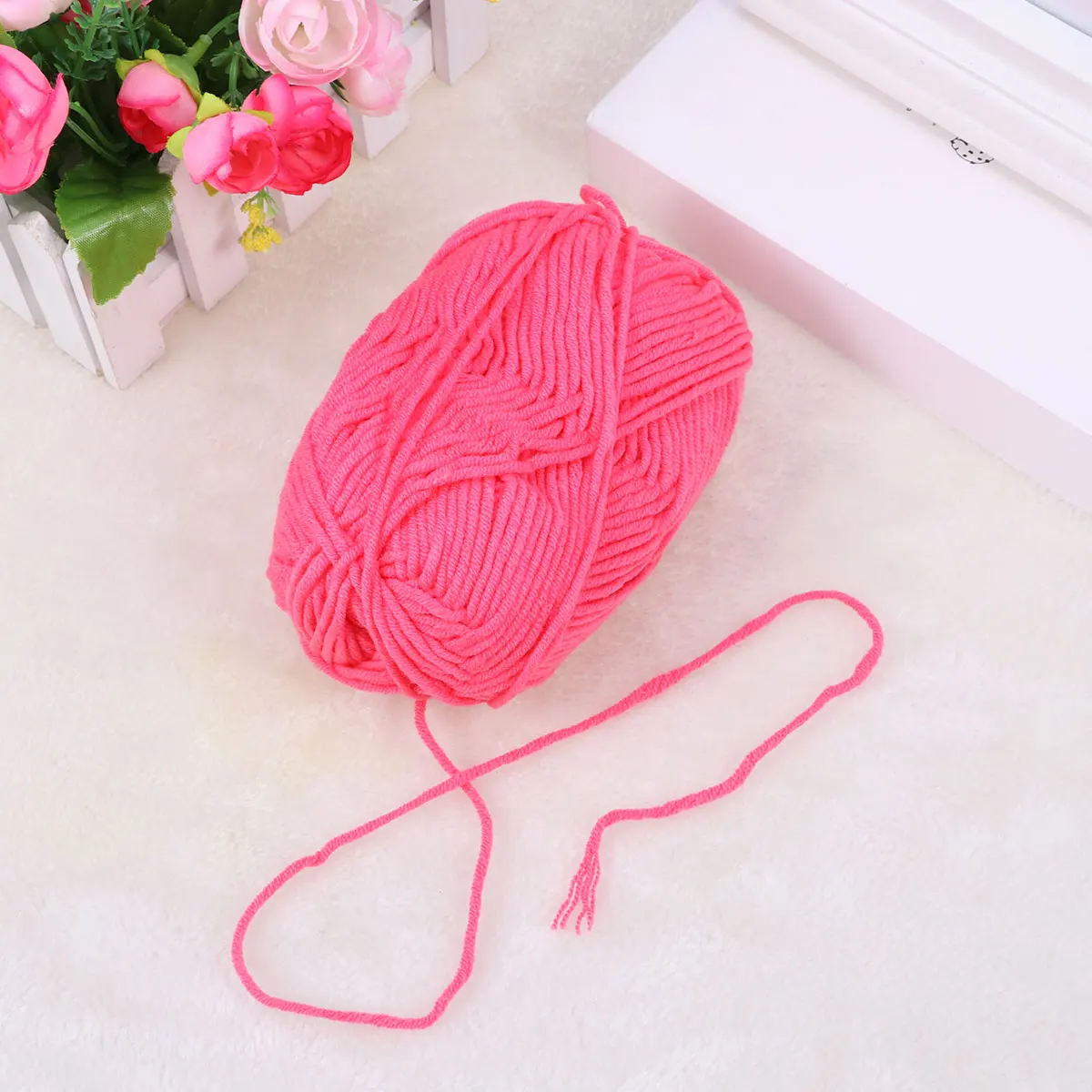 

50G Soft Milk Cotton Yarn Warm Chunky Yarn for Knitting Crochet Shawls Gloves Felting Projects Deep Pink Knitting Accessories