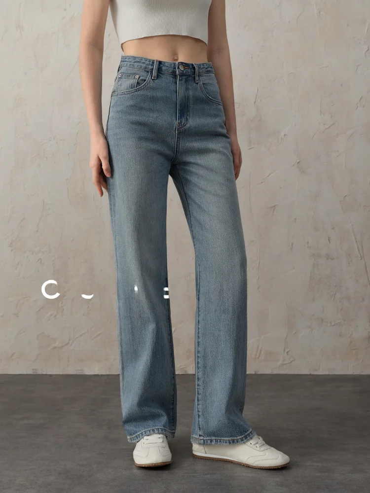 

Классические женские джинсы прямого кроя COOBLOOM, светло-голубые, из хлопкового стрейч-денима, с высокой талией, летние брюки, новинка 2025 VTG Sle