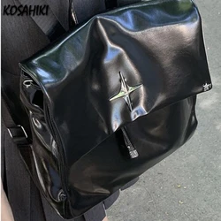 Pu Leather Women New Trendy Fashion Students Backpack Casual Travel Hand Bags Streetwear Y2k Aesthetic Vintage Star Schoolbags