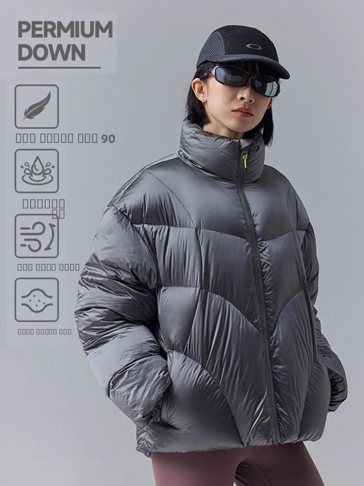 

Утепленная металлизированная пуховая куртка с воротником-стойкой, водонепроницаемая, с наполнителем 90% пуха, для мужчин и женщин