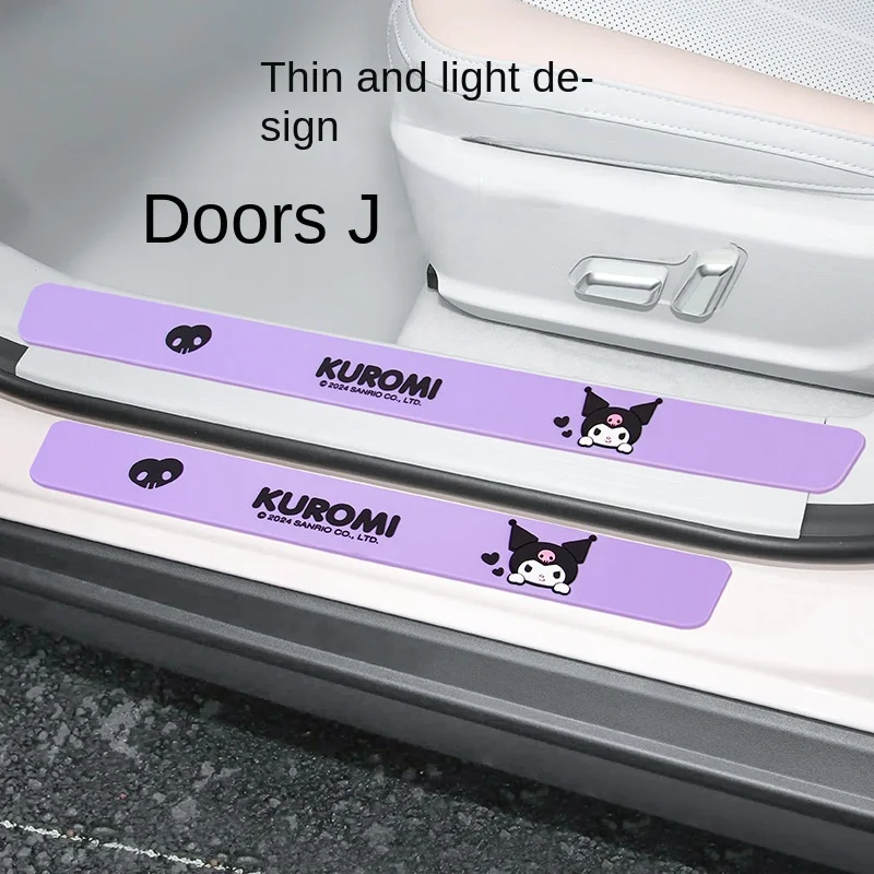 

4Pcs/set Sanrio Kuromi Car Threshold Strip Protective Sticker Kawaii Car Door Sill Protector Stickers Anti-Scratch Rubber Strip