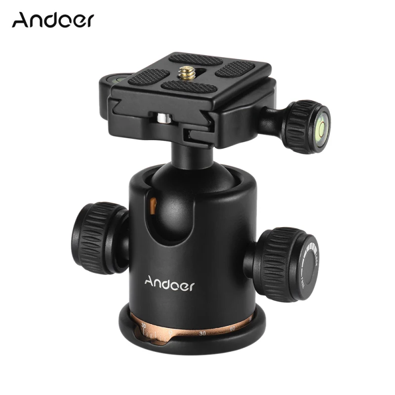 Andoer Camera Tripod Ball Head Ballhead with Quick Release Plate 1/4 Screw