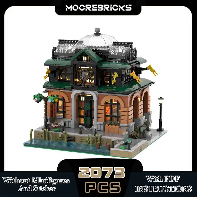 MOC- 206196   Landmark Market Hall modelo bloques de construcción casa Modular DIY arquitectura ladrillos juguetes regalos de vacaciones para niños