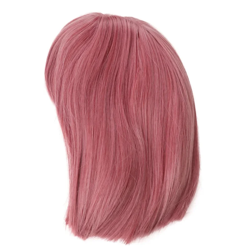 GNIMEGIL Short Bob Wig Synthetic Silky Straight Hair Wig with Bangs for White Women Cosplay Lolita Natural Nice Looking Pink Wig