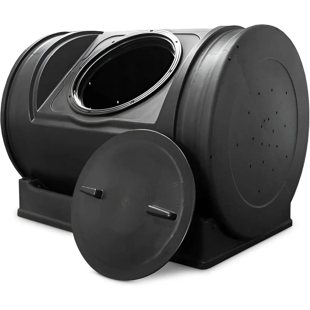 Compact Outdoor Garden Compost Bin with Carrying Handles, Black