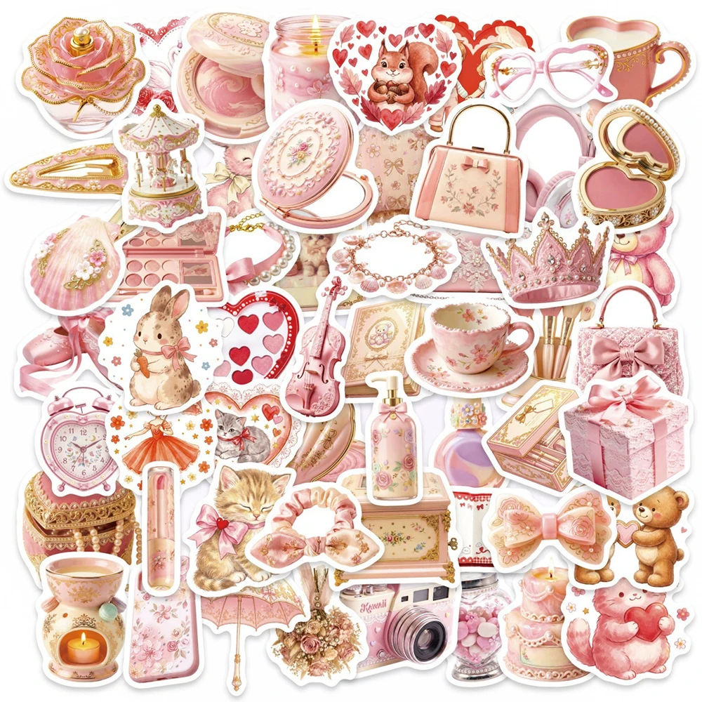 

10/30/50pcs Retro Pink Cute Girl Graffiti Stickers Aesthetic Decoration Sticker DIY Suitcase Phone Helmet Waterproof Sticker Toy