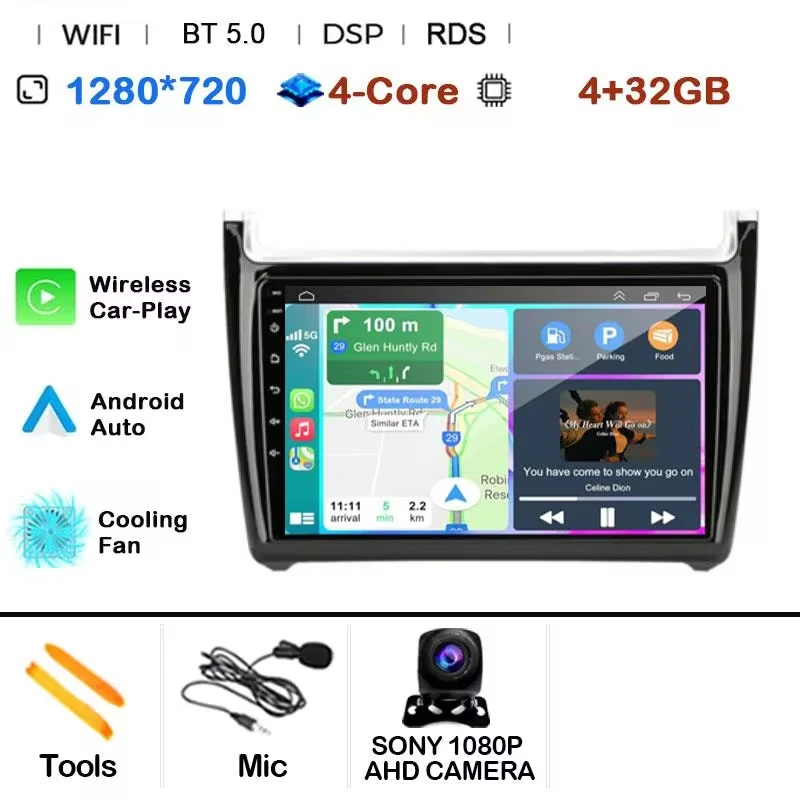 Android 15 Auto Radio 2Din CarPlay Multimedia Videospeler voor Volkswagen VW POLO sedan 6R 2008-2020 GPS Navigatie Autoradio - afbeelding 1