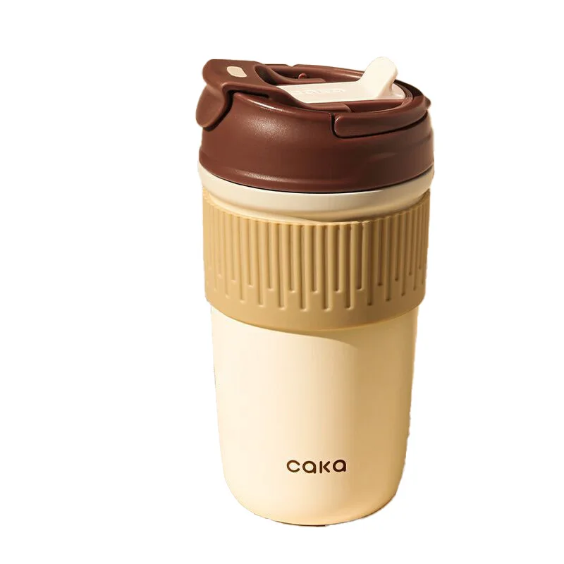 caka Tea Card handheld high temperature resistant ceramic interior thermos cup Portable 316 stainless steel coffee cup teacup