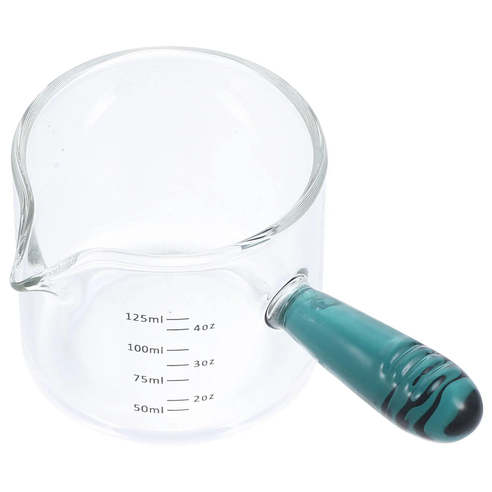 Glass Coffee Measuring Cup Espresso Measuring Cup Milk Pitcher Sturdy Transparent Glass Pitcher with Anti-Scald Handle for Home view 3