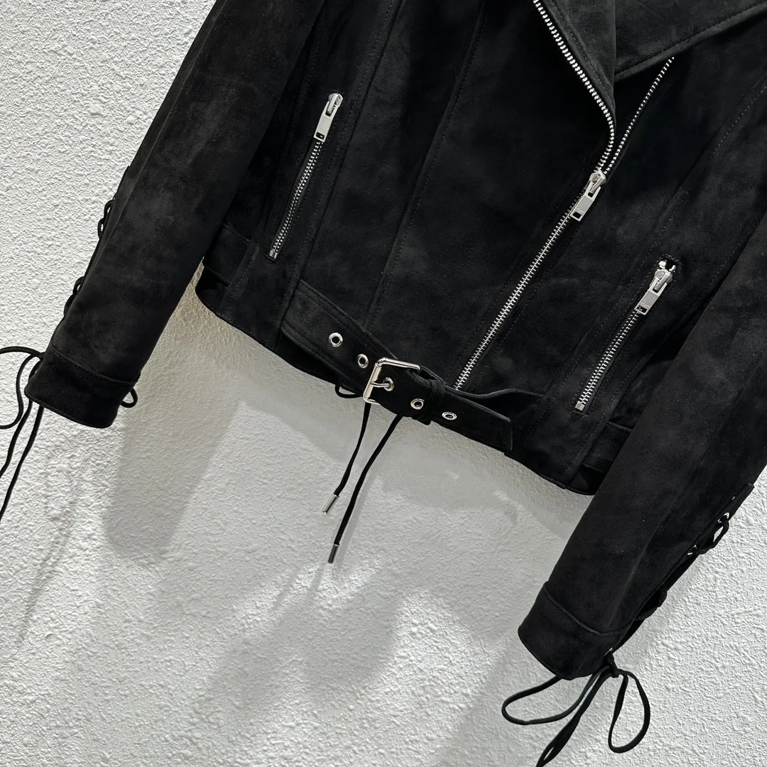 

New autumn and winter high-end cashmere lambskin motorcycle jacketNO.15