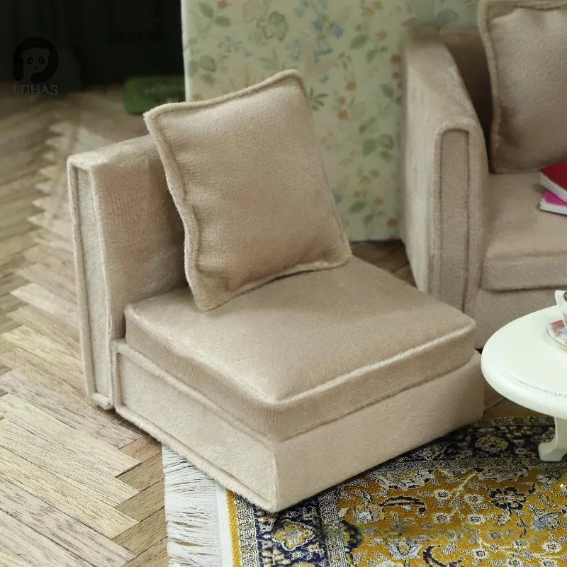 1 Set Simulazione Sedie da soggiorno in miniatura 1:12 Mini Mobili per casa delle bambole Latte Albicocca Divano ad angolo Bambini Giochi di imitazione Decorazioni fai da te