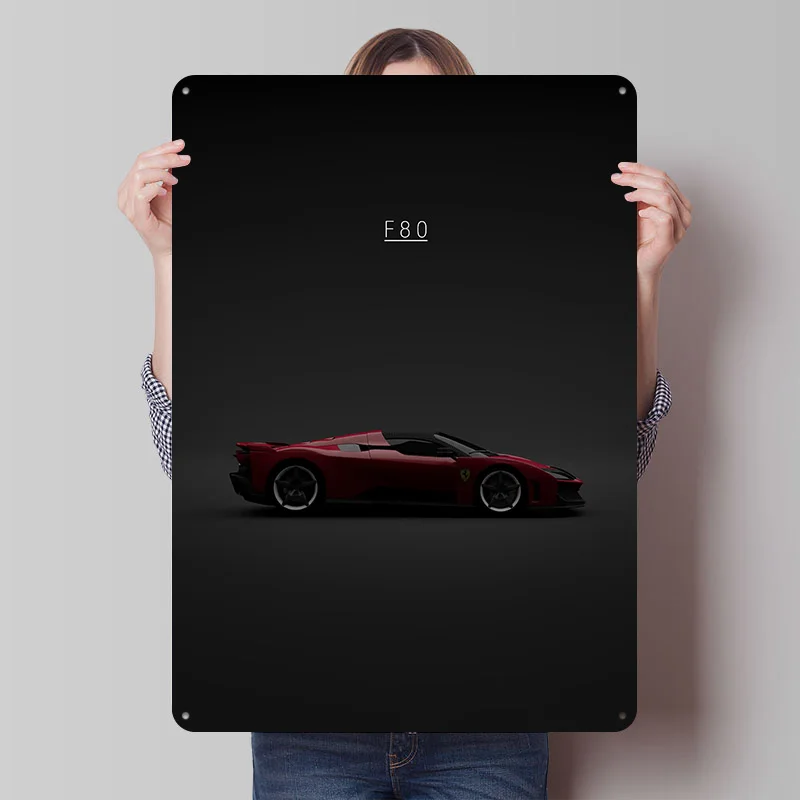 Sports Car F80 Concept Car Metal Poster Customized Wall Art Retro Vintage Tinplate Signs for Man Cave Decoration At Home Decor
