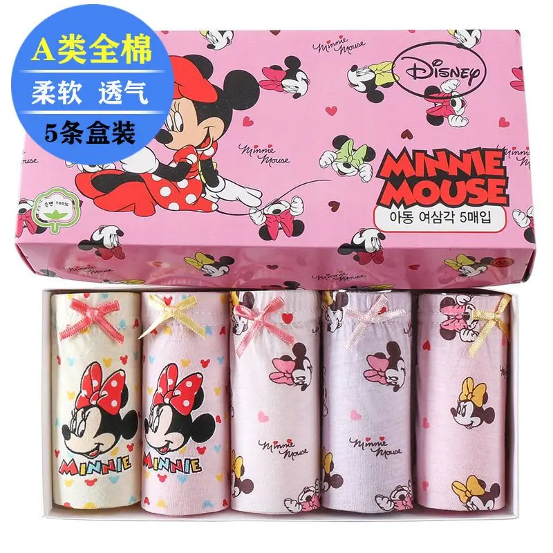 

Disney Mickey cartoon cute children's triangle underwear creative Kawaii girls pure cotton breathable shorts gift wholesale
