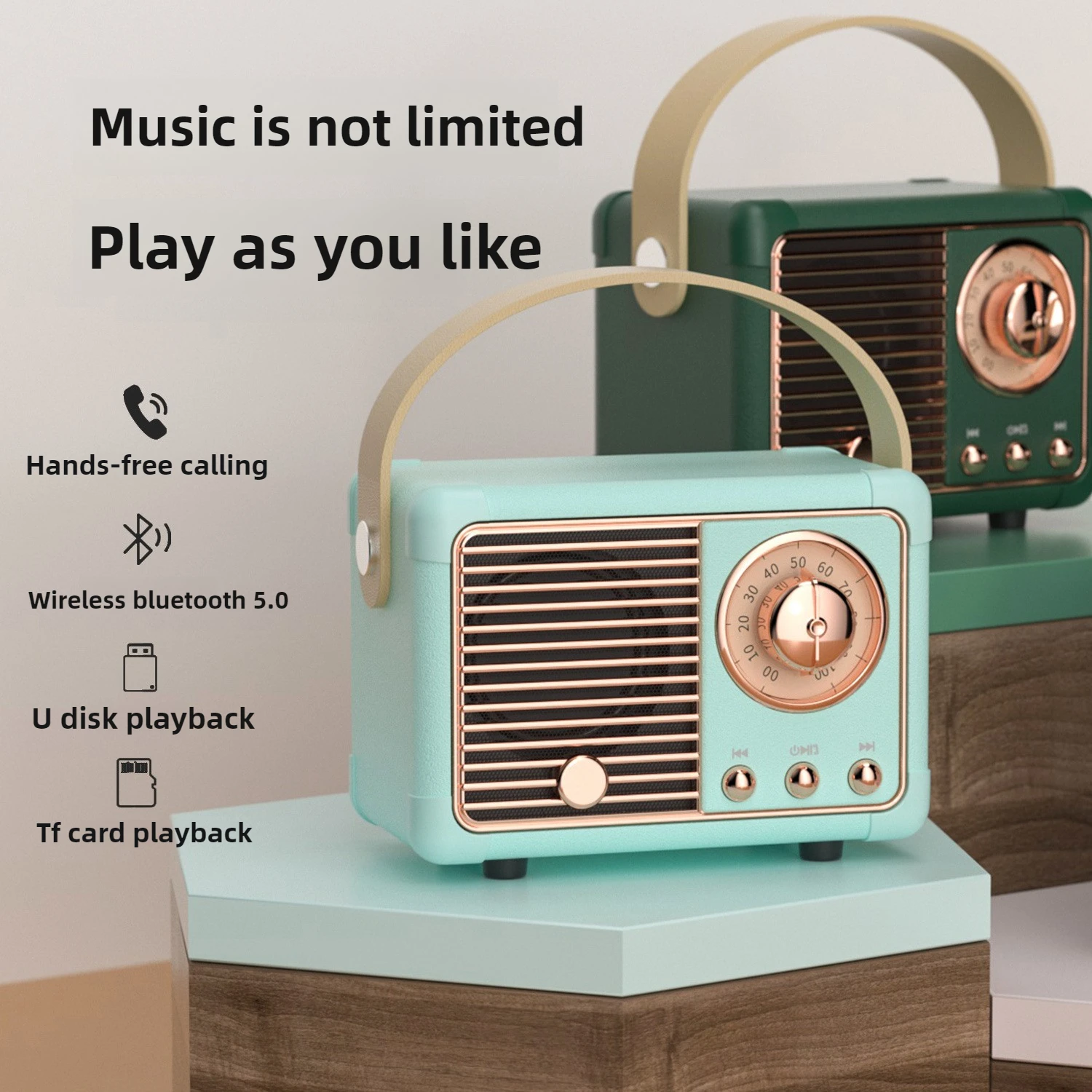 New Bluetooth Speaker Retro Mini Portable Audio Card Radio Wireless Computer Smart Gift Speaker