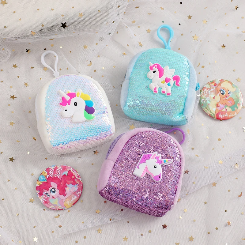 Sparkling Unicorn Wallet for Girl Children Cartoon Cute Mini Hanging Bag Purse and Handbag for Women Carteras Mujer Кошелек 2024