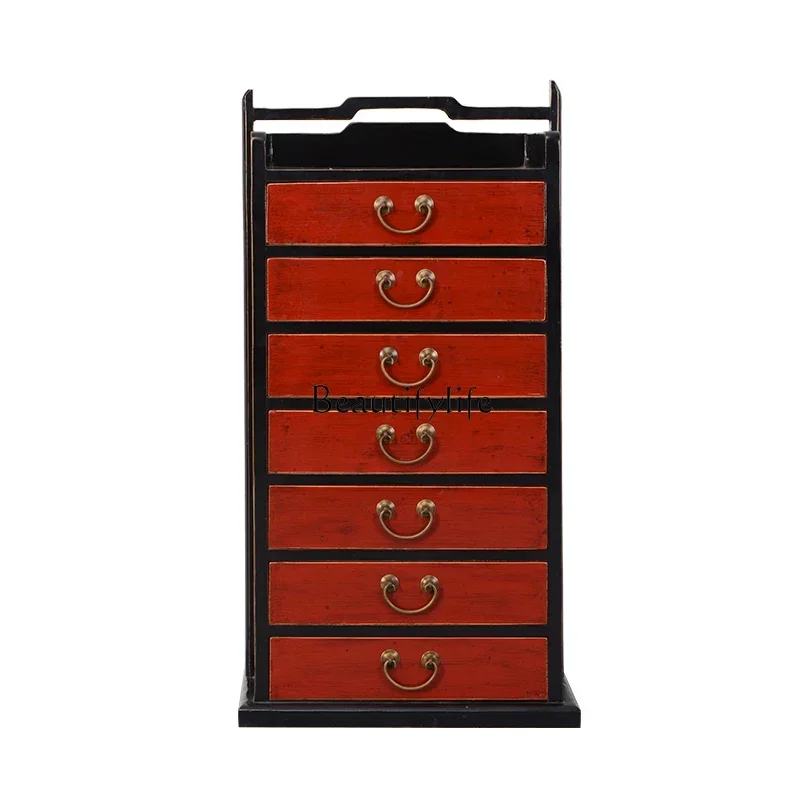 

1New Chinese imitation classical furniture seven pumping simple side cabinet storage corridor display cabinet