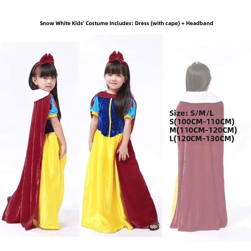 

loween Children's Performance Costume Princ Snow White Stage Drama Outfit Parent-Child Act Six-One Festival