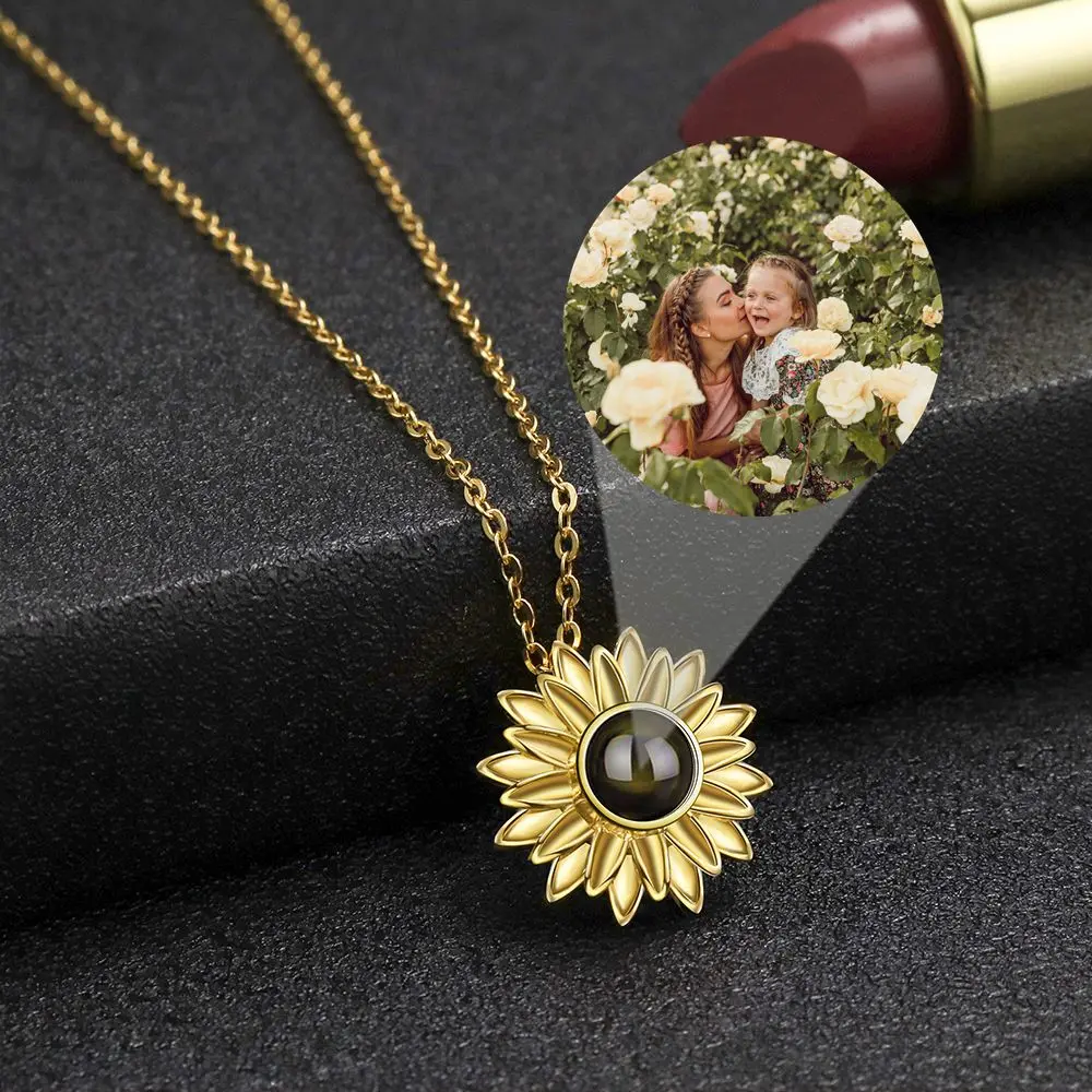 925 Sterling Silver Personalized Custom Photo Necklaces Projection Photo Necklace for Women Jewelry Mother's Day Memorial Gift
