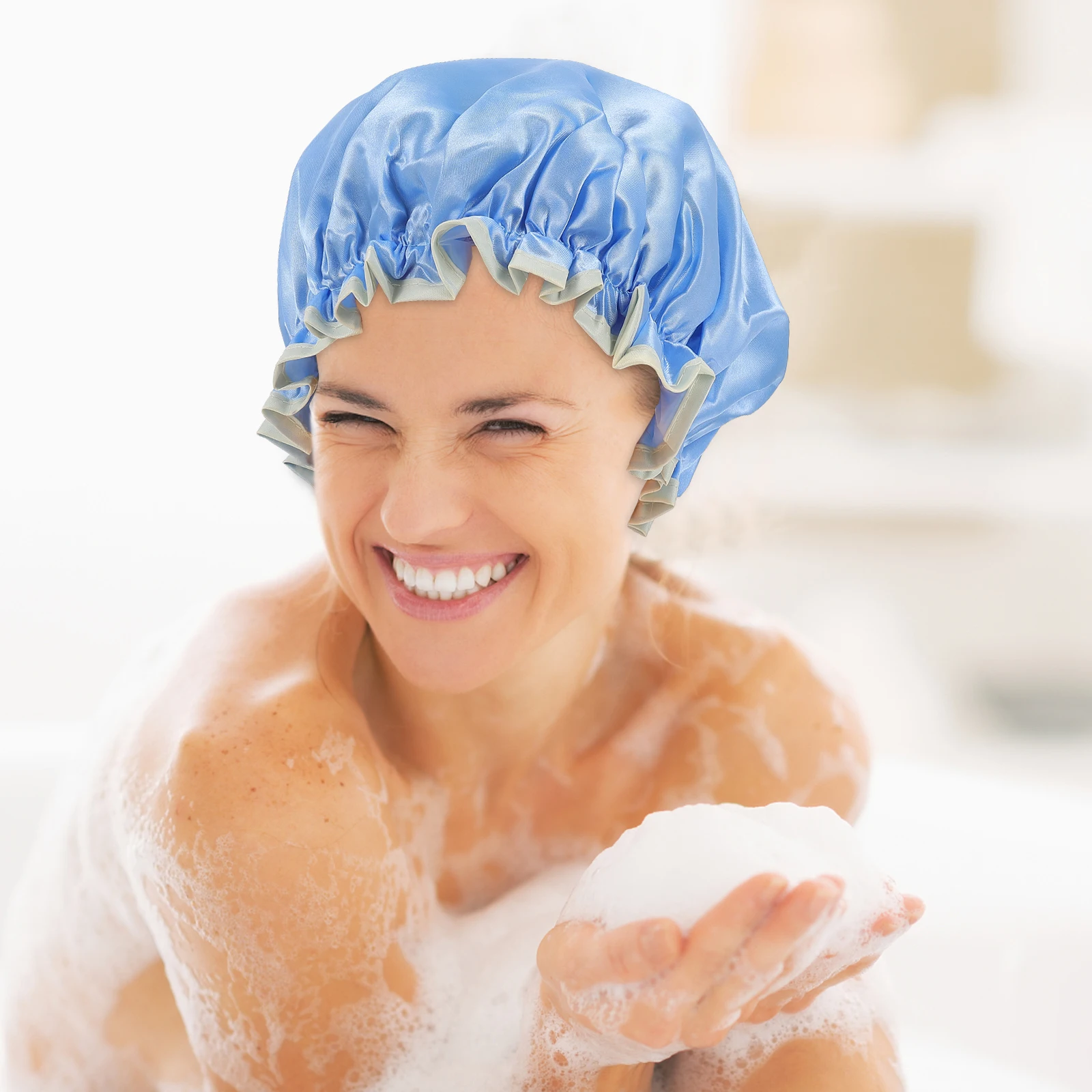 

3 PCS Tub Waterproof Shower Cap Men and Women Has Caps Polyester Bath Double-layer Bathing