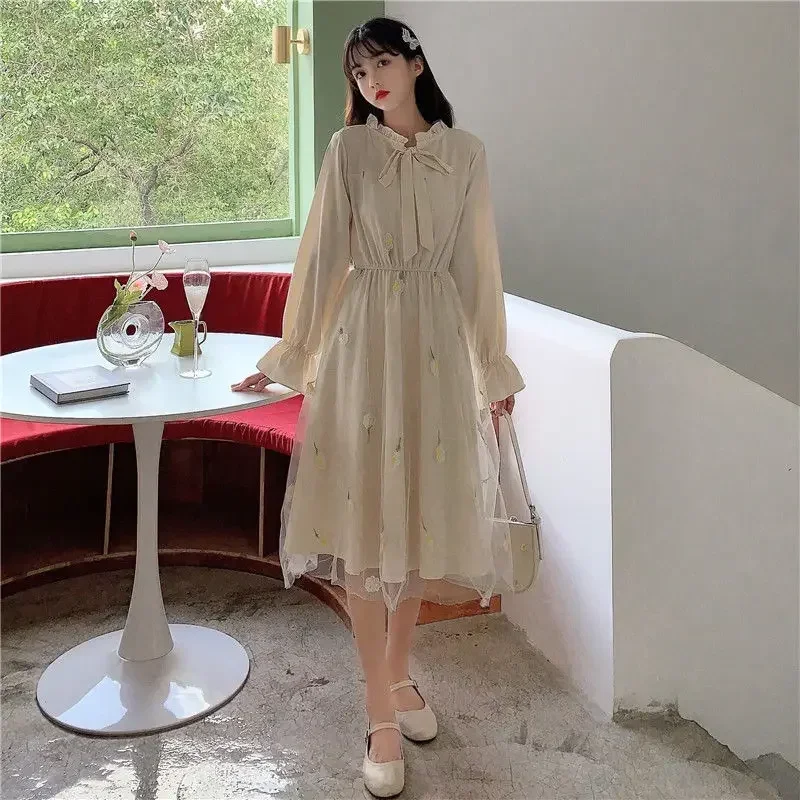 Mesh Chic and Elegant Pretty Woman Long Sleeve Dress Splicing On Sale Clearance Party 2025 Fashion One Pieces Dresses for Women