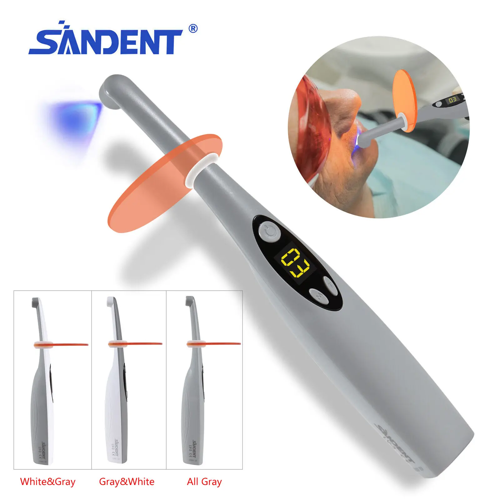 

3 Colors Dental Wireless Cordless iLed 3 Second 1400-2200mw LED Curing Light 3S Cure Lamp 5W