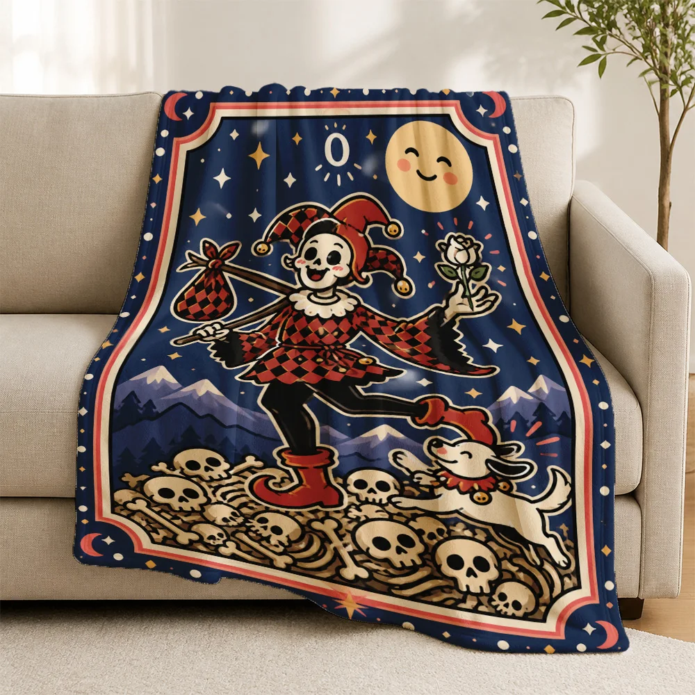 Cute Halloween Skeleton Witch Throw Blanket Sofa Throw Cozy Spooky Gothic Home Decor Fall Seasonal Couch Accent Blanket Gift Art