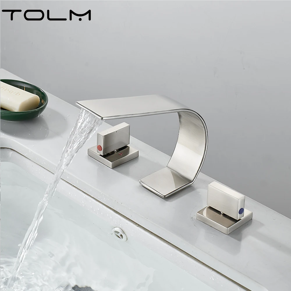 

Смеситель для ванной TOLM, матовое золото, квадратный, для раковины, современный, для горячей и холодной воды, латунь