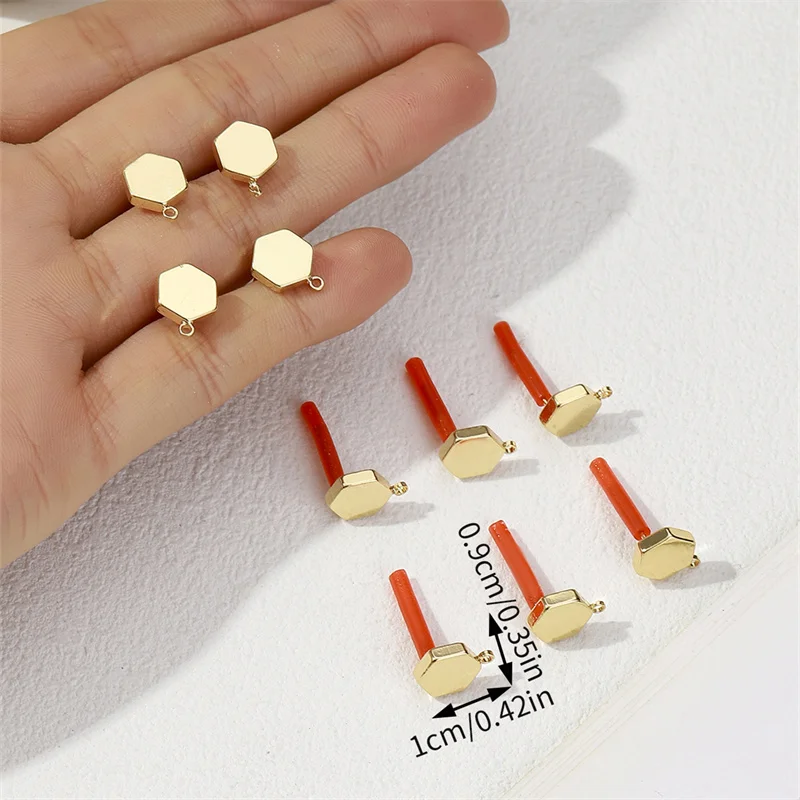 10pcs Handmade Copper Stud Earrings Connectors Round Silver Color Earrings Base Earring Settings Diy Jewelry Making Findings