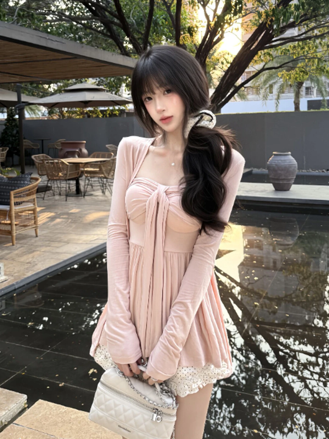 

Soft Style Sweater Tube Top Two-Piece Set Anti-Aging Whole Set OOTD Summer 2026 Casual Comfortable Long Sleeve Cotton Blend