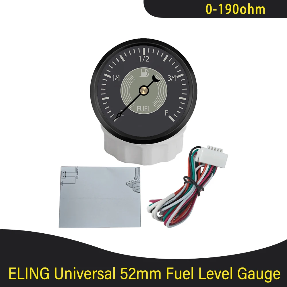 

52 мм указатель уровня топлива 0-190 Ом сигнальный счетчик уровня топлива с красной желтой подсветкой 12 В 24 В для автомобиля трактор RV ATV VAN