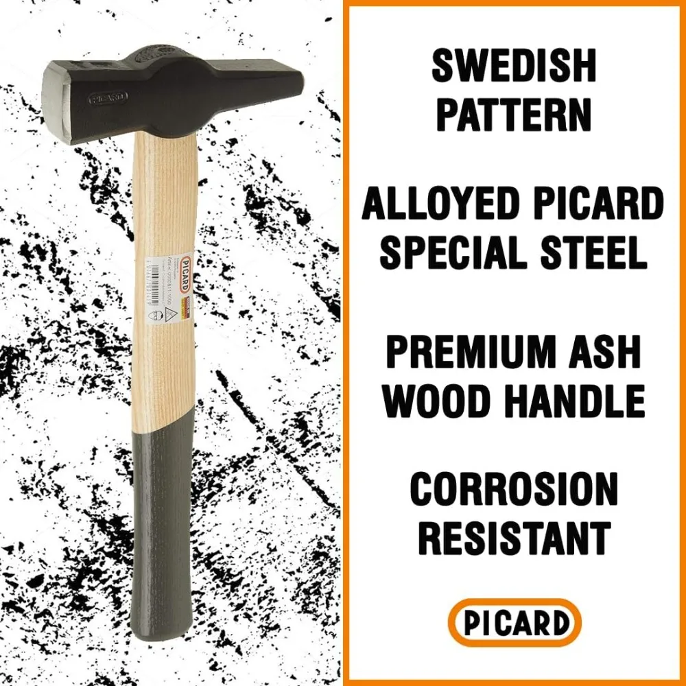 Blacksmith Hammer, Alloyed Special Steel Head, Dual Curved Ash Wood Handle, Ultimate Tool for Blacksmithing, 35 Oz