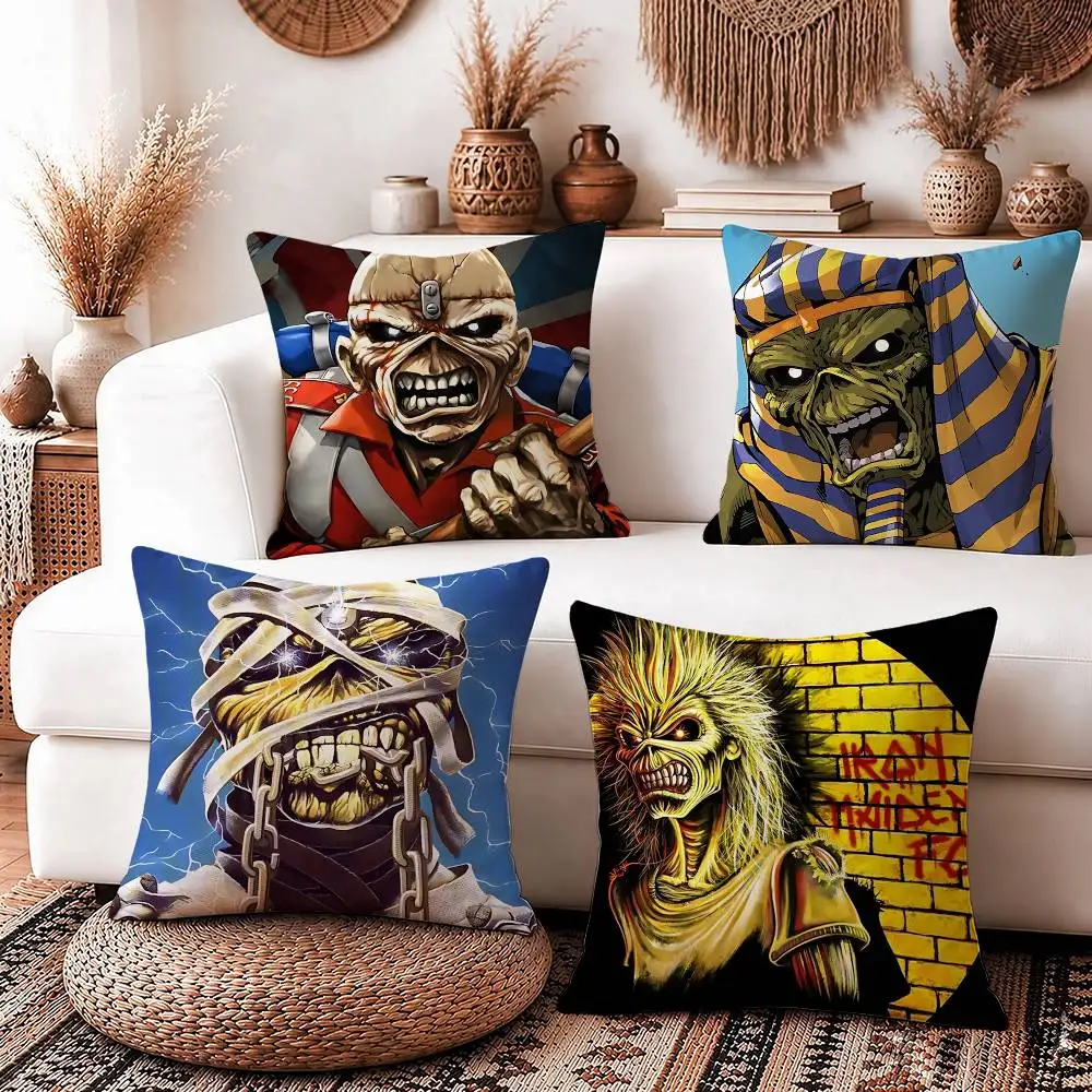E-Eddie Heavy Metal I-Iron Maiden Square Sofa Pillow Cover Solid Color Living Room Home Decor Cushion Case
