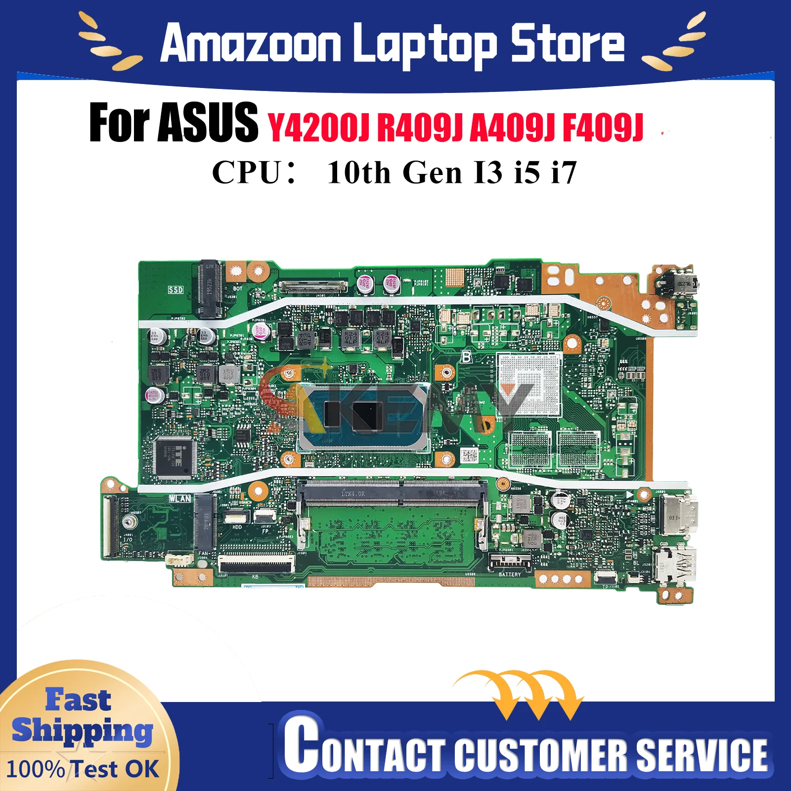 

X409JA Laptop Motherboard For ASUS R409J F409J Y4200J X409JB A409J X409J X409JP Mainboard 10th Gen I3 i5 i7 100% tests OK stk
