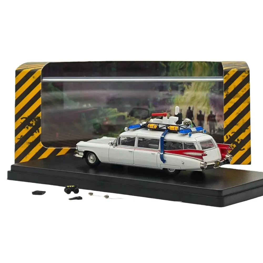 YS 1:64 Ghostbusters Ecto-1 Druckgussmodell Minicar White Limited Sammlerstück