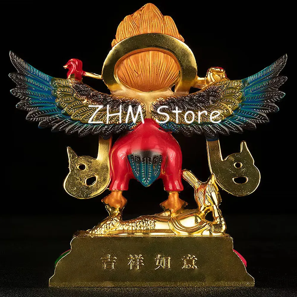 Tibetan Buddhist Alloy Metal Gilding Colored Fengshui Suppliers Lucky Roc Garuda Great Golden-winged Peng Bird Character