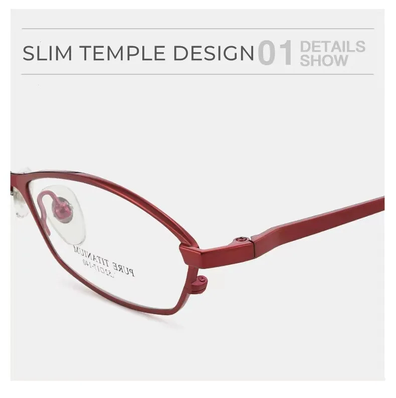 Reinem Titan Frauen Brille Entworfen Abnorme Form Vollrand Spektakel Hohe Grade Rezept Brillen – Detail 10