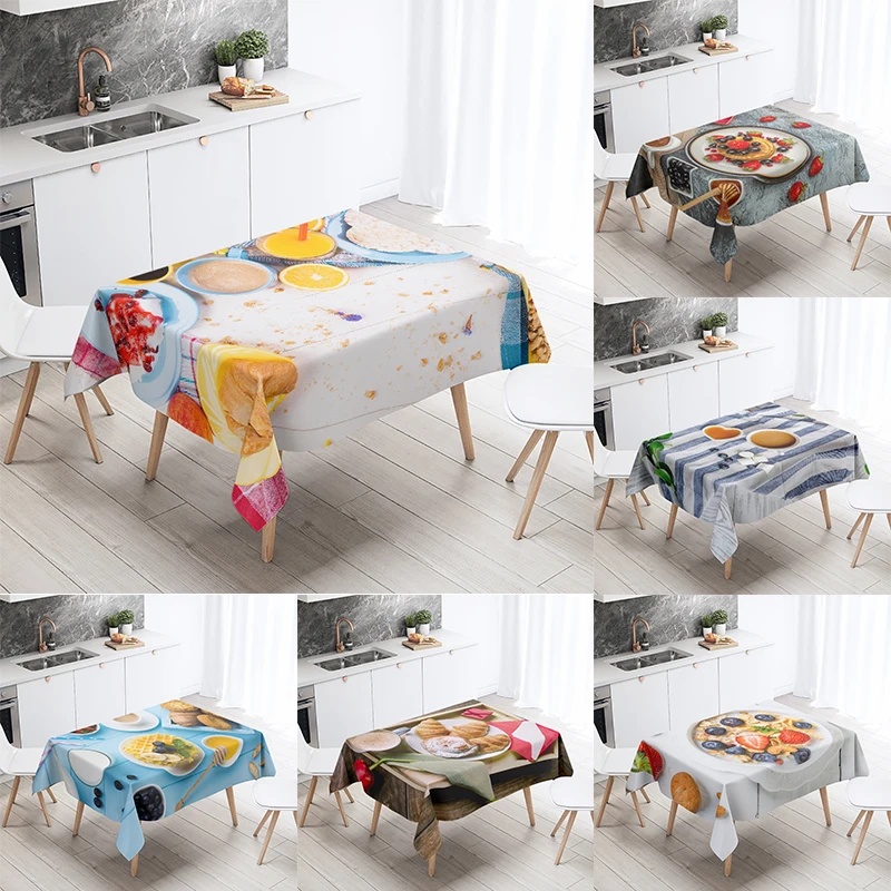 

Gourmet printed tablecloth Anti-fouling and waterproof rectangular Kitchen restaurant table decoration