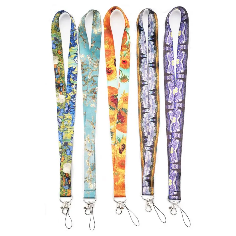 Phone Pendant Cell Phone Decoration Certificate Lanyard Mobile Phone Straps Webbing Hang Rope Van Gogh Lanyard Neck Strap