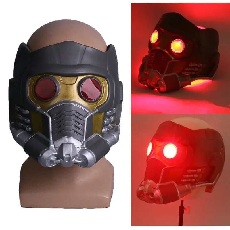 Cosplay Star Lord LED Helmet Latex Mask Guardians of the Galaxy Peter Jason Quill LED Mask Superhero Props Halloween Party