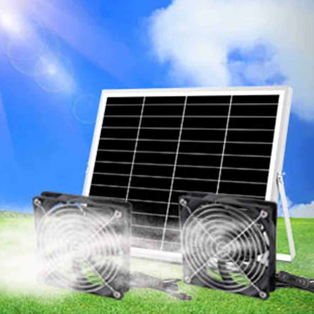 Solar Powered Fan for Shed Chicken Coop, Greenhouse Outside with 120mm Fans On/Off Switch Exhaust Intake Installation Kits