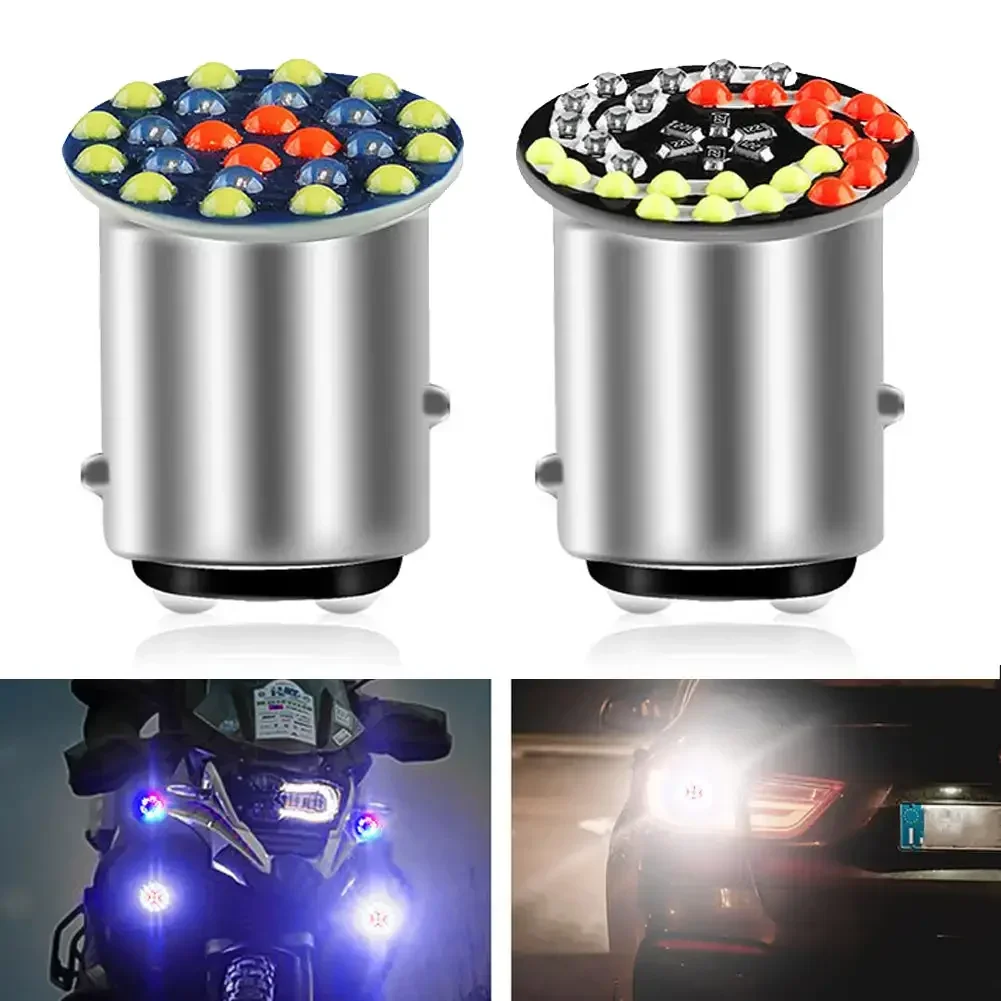 Motorcycle 24SMD 30SMD LED 1157 Headlight Bulbs RGB Lamp Flashing Bulbs Motorbike Bright Headlamp Bulb 1157 BAY15D P21 12V 5W