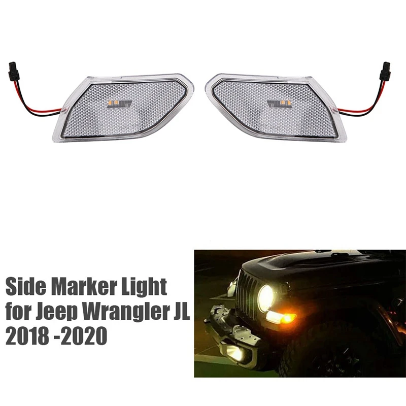 Luzes de sinalização LED dianteiras, Fender Side Maker, luzes de estacionamento para Jeep Wrangler JL 2018-2020