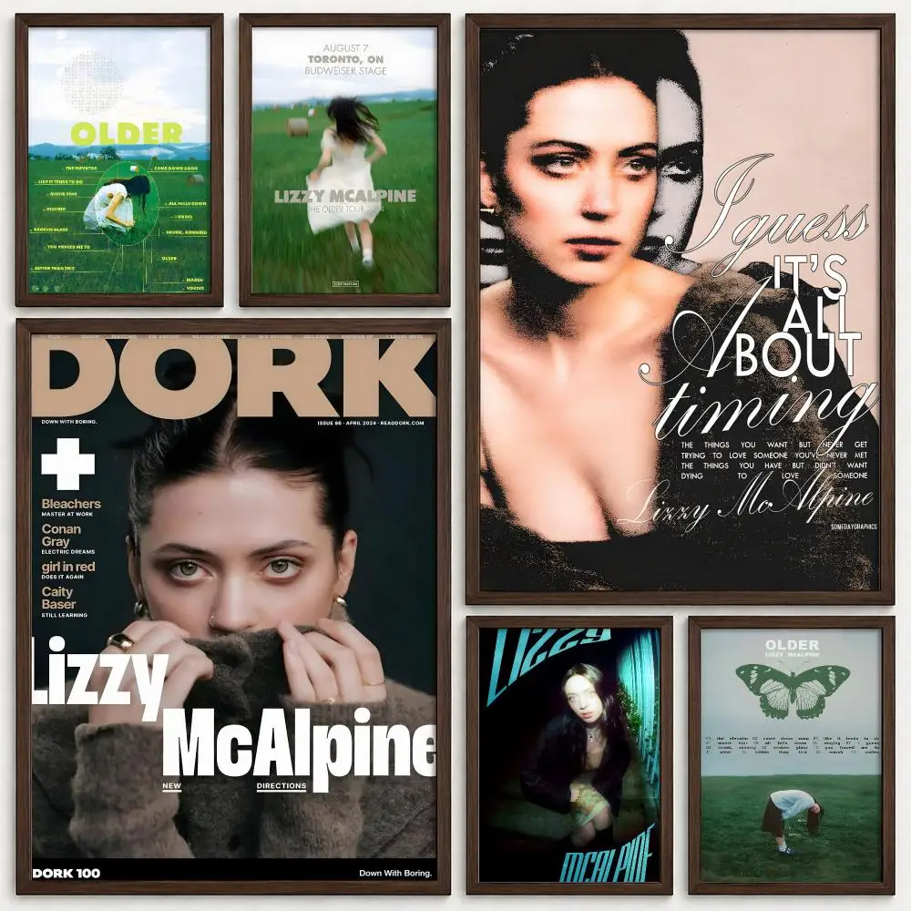 Singer Lizzy McAlpine Poster Self‑Adhesive Waterproof PP Poster Coffee House Bar Wall Art Sticker Room Home Decor