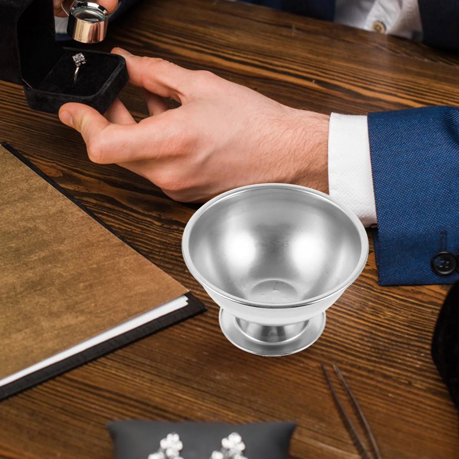 

Cup Metal Alumn Melting Mixing Bowl Stainless Steel Flat Pot Silver Polished Container Boiling